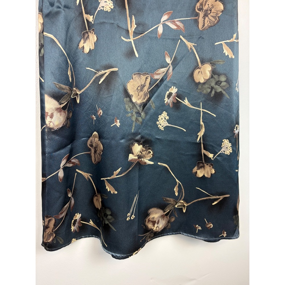 VTG My Michelle Floral Satin Maxi Skirt Blue 9/10 Small Whimsigoth Fairy Grunge - Picture 4 of 10